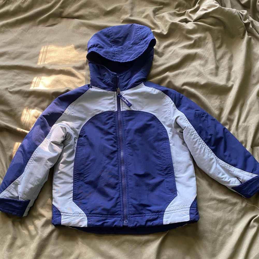 L.L.Bean Children's Blue and White Hooded Winter Jacket